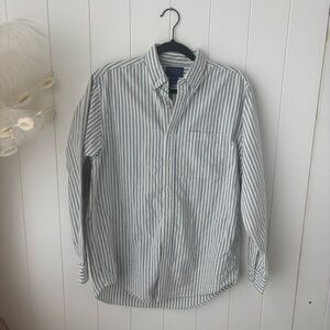 Cambridge Classics Mens Striped Button Up Shirt M 100% Cotton Long Sleeve